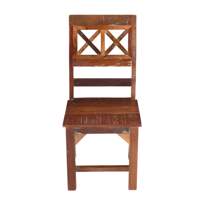 Pemberly Row Set of 2 Reclaimed Wood Dining Chairs in Natural Brown