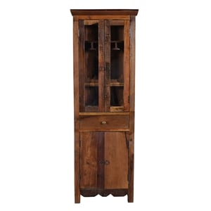 Pemberly Row Reclaimed Wood Tall Wine Cabinet in Natural Brown