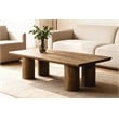 Pemberly Row Solid Mango Wood Rectangular Cocktail Table in Spice Tan