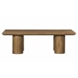 Pemberly Row Solid Mango Wood Rectangular Cocktail Table in Spice Tan