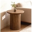 Pemberly Row Contemporary Solid Mango Wood Round End Table in Spice Tan