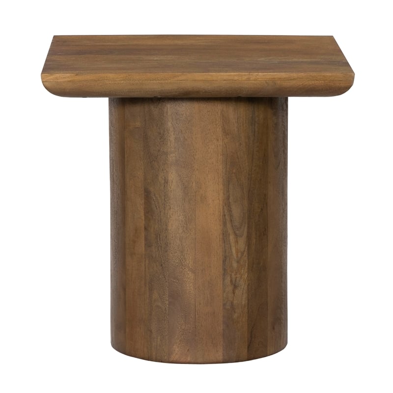 Pemberly Row Contemporary Solid Mango Wood Square End Table in Spice Tan
