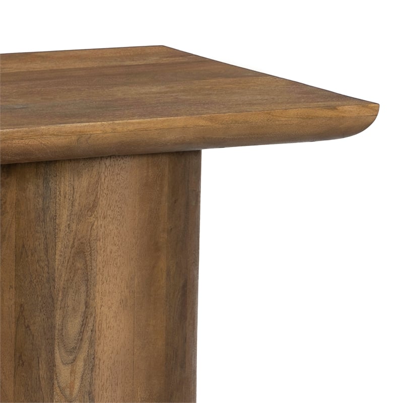 Pemberly Row Contemporary Solid Mango Wood Square End Table in Spice Tan