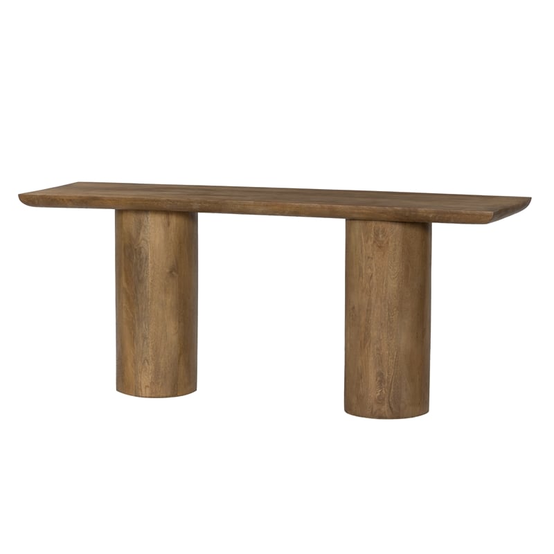 Pemberly Row Contemporary Solid Mango Wood Console Table in Spice Tan