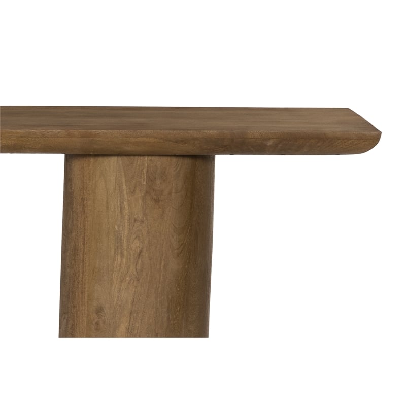 Pemberly Row Contemporary Solid Mango Wood Console Table in Spice Tan