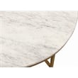 Pemberly Row Ivory Marble Top Round Coffee Table on Brass Iron Base