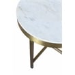 Pemberly Row Ivory Marble Top Round Side Table on Brass Iron Base