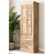 Pemberly Row Solid Wood Louvered Door Cabinet in Natural Finish