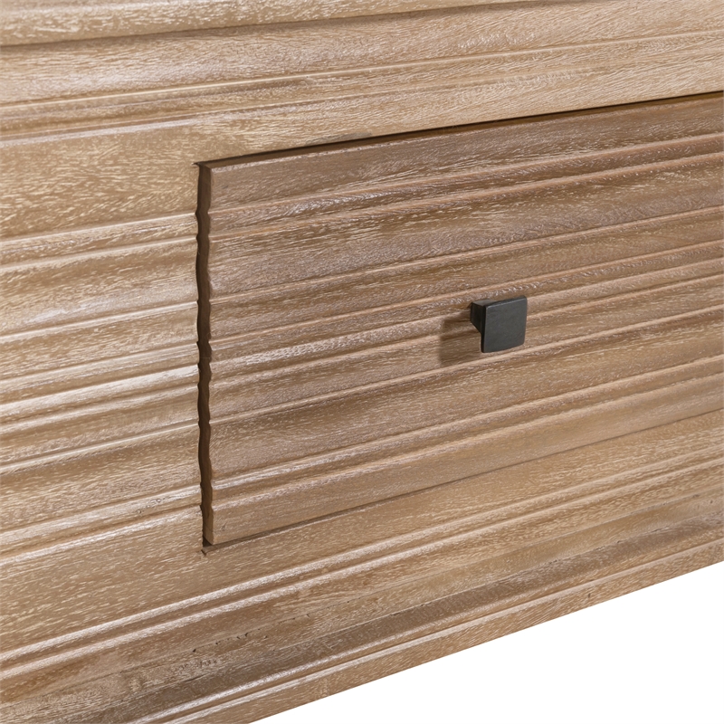 Pemberly Row Contemporary Queen Solid Wood Bed in Rustic Light Brown