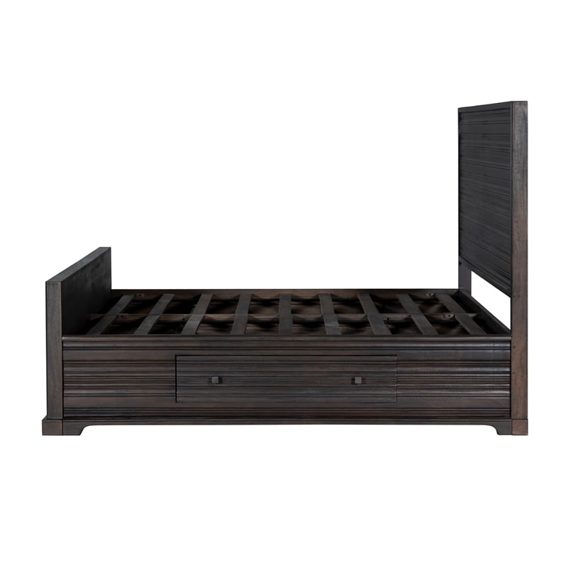 Pemberly Row Eastern King Solid Wood Bed in Rich Umber Brown