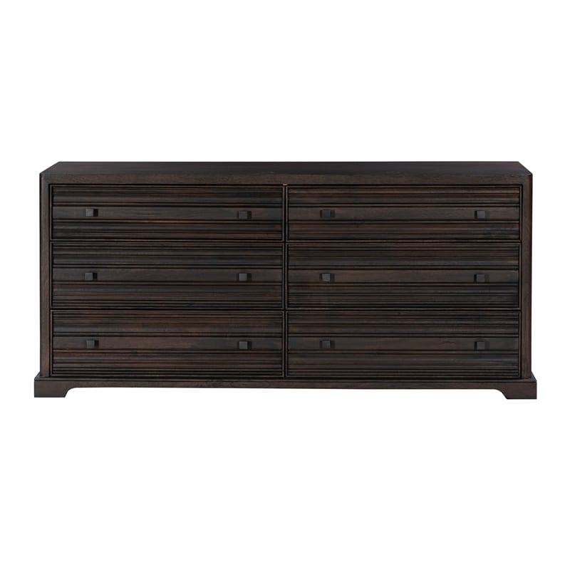 Pemberly Row 6-Drawer Solid Wood Dresser in Rich Umber Brown