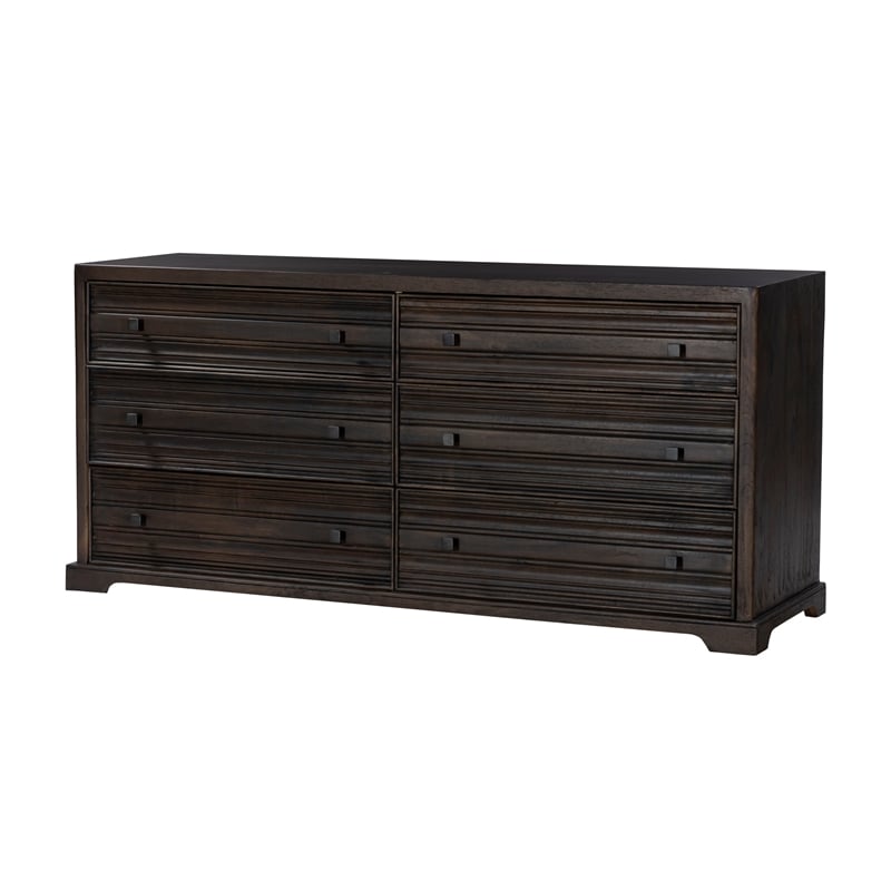 Pemberly Row 6-Drawer Solid Wood Dresser in Rich Umber Brown
