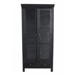 Pemberly Row Solid Wood Louvered Door Armoire in Charcoal Finish