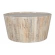 Pemberly Row Solid Mango Wood Drum Coffee Table in Natural Finish