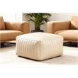 Pemberly Row Contemporary Genuine Leather Square Pouf in Ivory