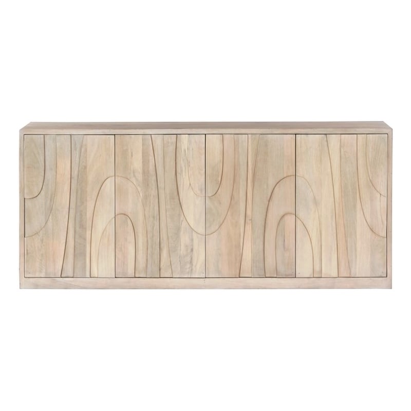 Pemberly Row 4-Door Solid Mango Wood Sideboard in Brushed Ivory