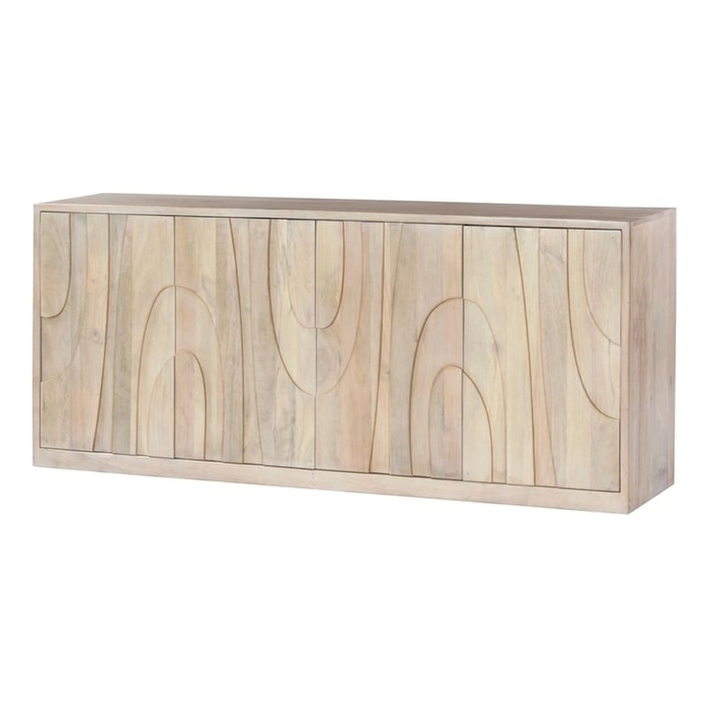 Pemberly Row 4-Door Solid Mango Wood Sideboard in Brushed Ivory