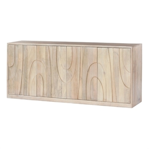 Pemberly Row 4-Door Solid Mango Wood Sideboard in Brushed Ivory