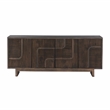 Pemberly Row 4-Door Solid Mango Wood Sideboard in Walnut Brown