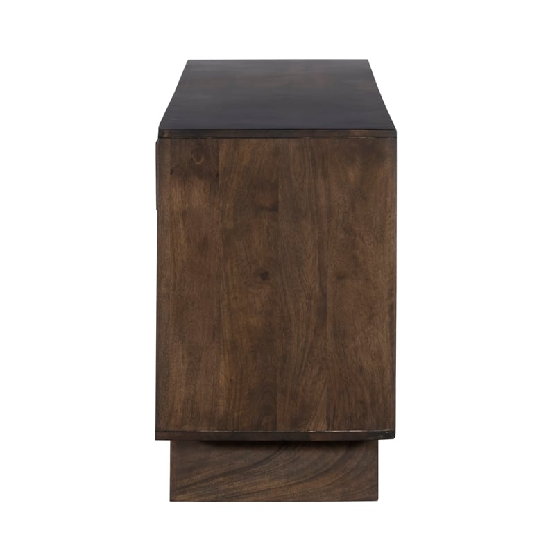 Pemberly Row 4-Door Solid Mango Wood Sideboard in Walnut Brown