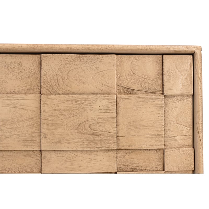 Pemberly Row Contemporary Solid Mango Wood Credenza in Neutral Beige