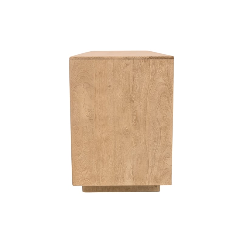 Pemberly Row Contemporary Solid Mango Wood Credenza in Neutral Beige