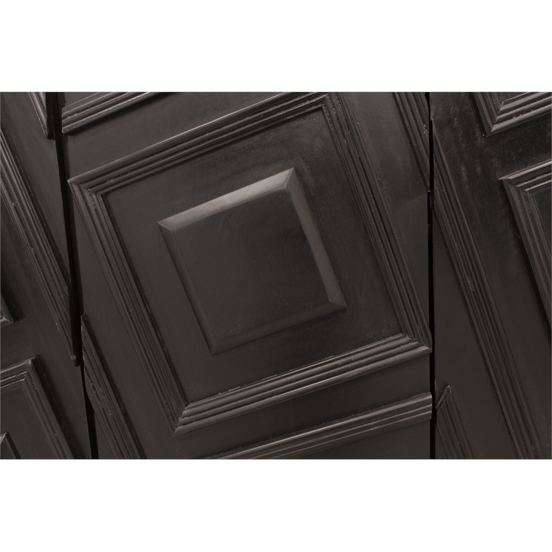 Pemberly Row Contemporary 4-Door Solid Mango Wood Sideboard in Black