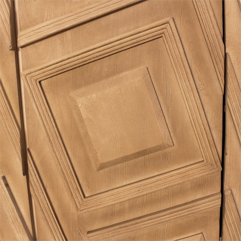 Pemberly Row Contemporary 4-Door Solid Mango Wood Sideboard in Sand Oak