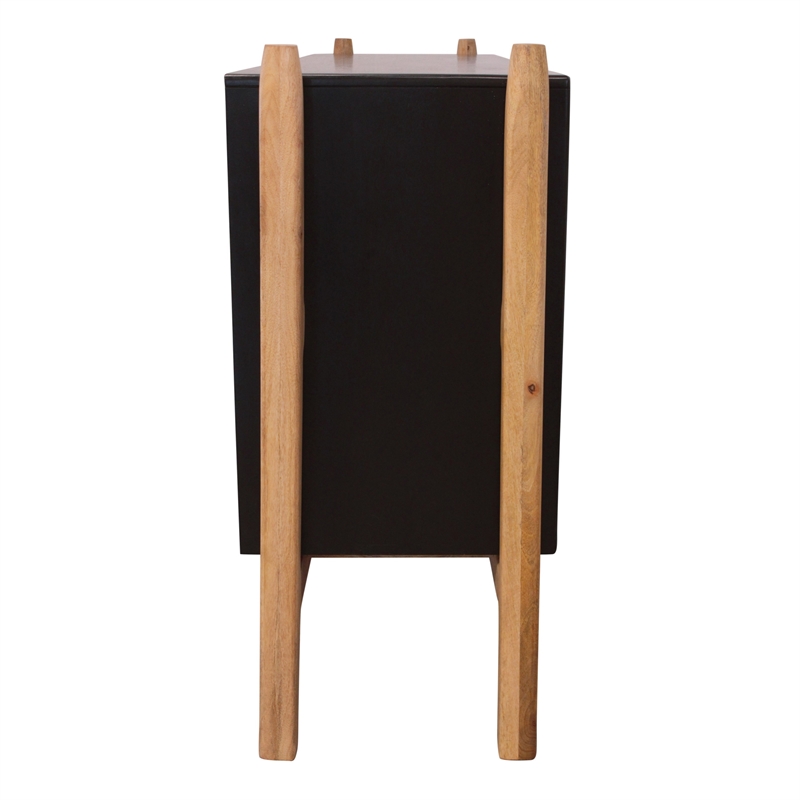 Pemberly Row 4-Door Solid Mango Wood Sideboard in Matte Black