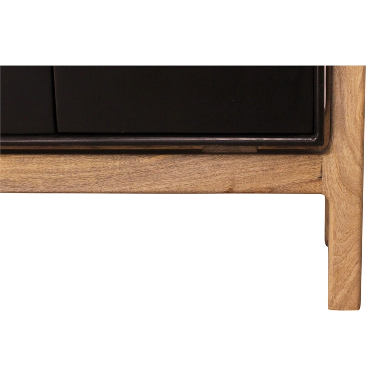 Pemberly Row 4-Door Solid Mango Wood Sideboard in Matte Black