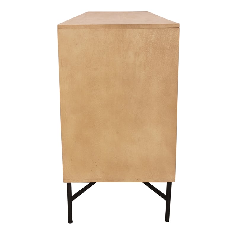 Pemberly Row 4-Door Solid Mango Wood Sideboard in Natural Finish