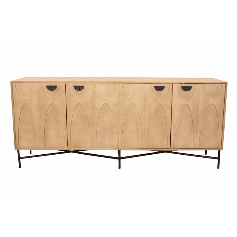 Pemberly Row 4-Door Solid Mango Wood Sideboard in Natural Finish