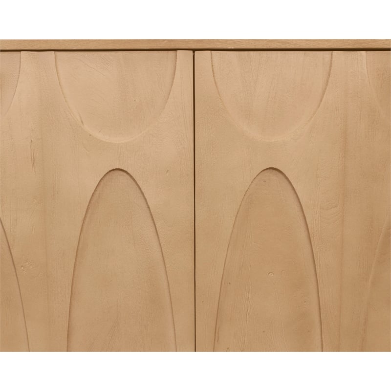 Pemberly Row 4-Door Solid Mango Wood Sideboard in Natural Finish