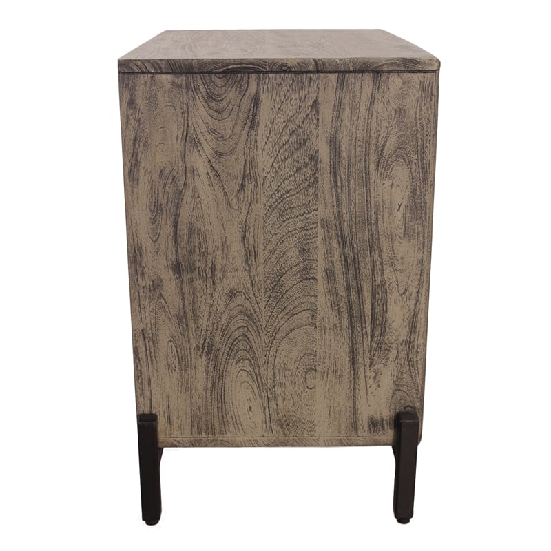 Pemberly Row Contemporary Solid Mango Wood Nightstand in Smoked Ash