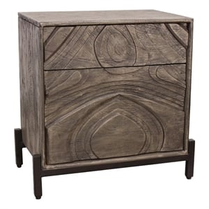 Pemberly Row Contemporary Solid Mango Wood Nightstand in Smoked Ash
