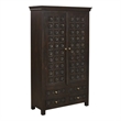 Pemberly Row Hand-Carved Solid Mango Wood Tall Cabinet in Antique Brown