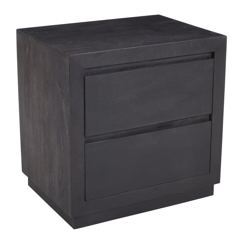 Pemberly Row 2-Drawer Solid Mango Wood Nightstand in Antique Brown