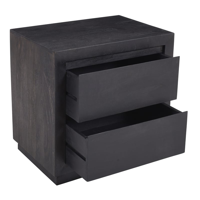Pemberly Row 2-Drawer Solid Mango Wood Nightstand in Antique Brown