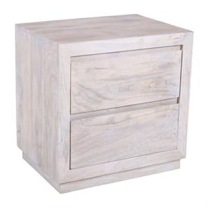 Pemberly Row 2-Drawer Solid Mango Wood Nightstand in Brushed Ivory