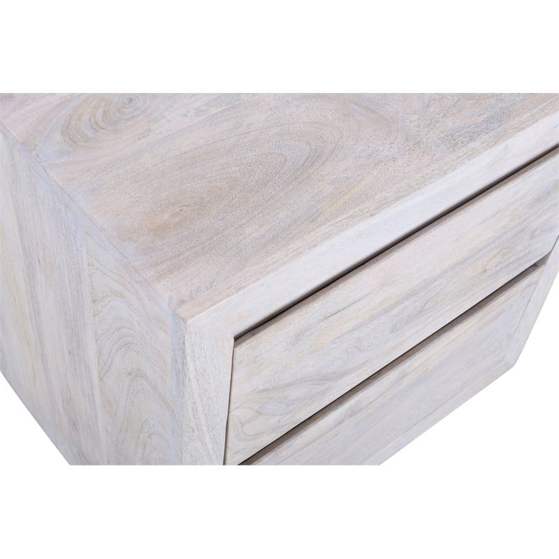 Pemberly Row 2-Drawer Solid Mango Wood Nightstand in Brushed Ivory