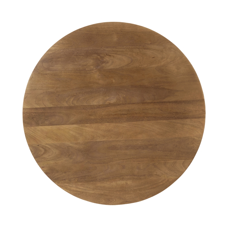 Pemberly Row Solid Mango Wood Round Dining Table in Spice Tan