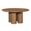 Pemberly Row Solid Mango Wood Round Dining Table in Spice Tan
