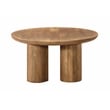 Pemberly Row Solid Mango Wood Round Coffee Table in Spice Tan