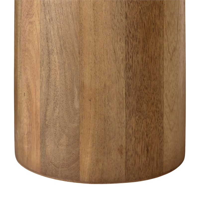 Pemberly Row Solid Mango Wood Round Coffee Table in Spice Tan