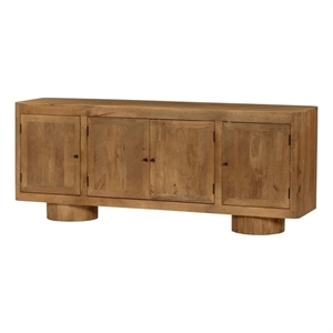 Pemberly Row 4-Door 80&quot Solid Mango Wood Sideboard in Spice Tan