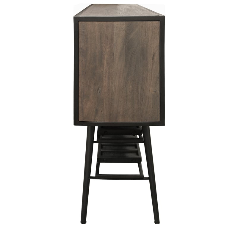 Pemberly Row Contemporary Solid Mango Wood Wine Buffet in Weathered Gray