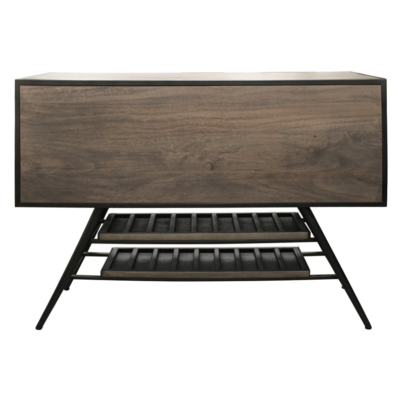 Pemberly Row Contemporary Solid Mango Wood Wine Buffet in Weathered Gray