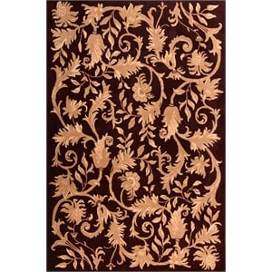 Pemberly Row 8x11 Hand-Tufted Wool Rug with Floral Pattern in Deep Red