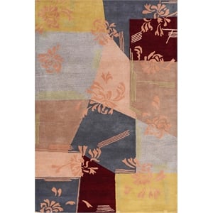 Pemberly Row 8x11 Hand-Tufted Wool Multi-Color Floral Area Rug in Blue