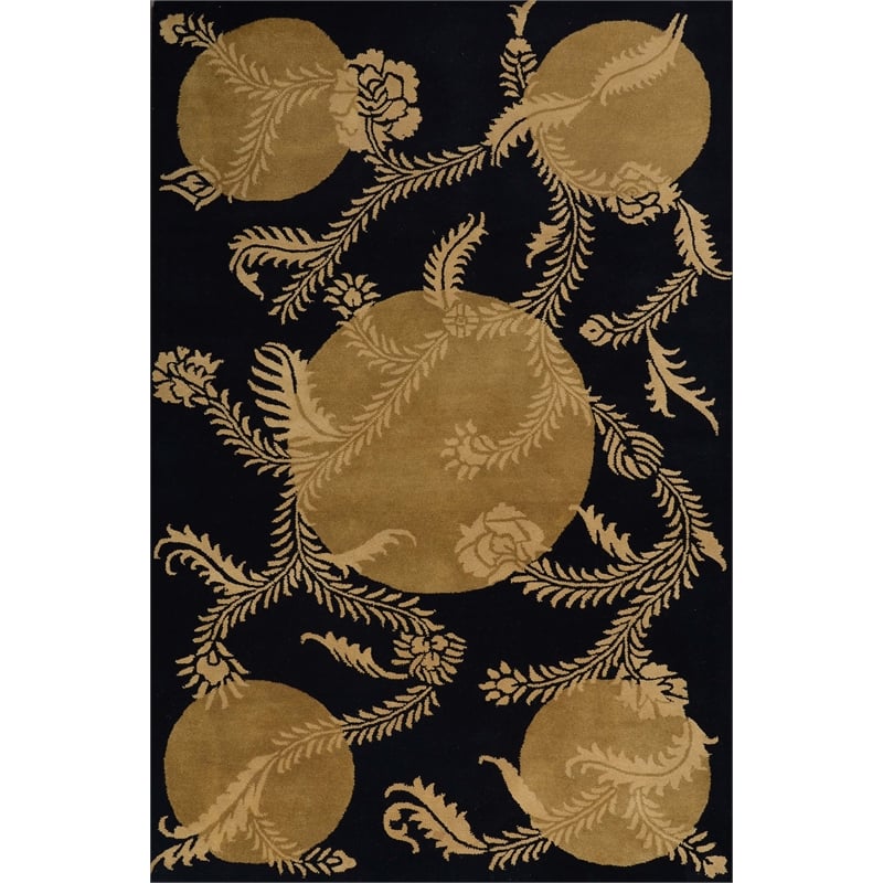 Pemberly Row 2x3 Hand-Tufted Wool Rug with Golden Accents in Black